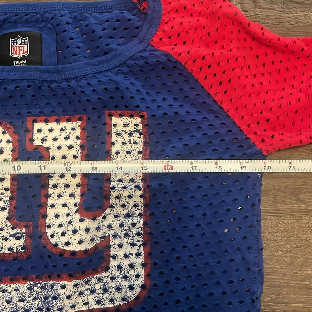 NFL Team Apparel New York Giants Women's Red & Blue Mesh Crew Neck Top, Sz Large - Picture 4 of 7